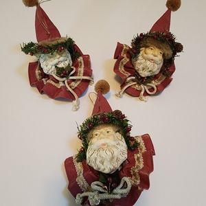 Vintage Santa Christmas Tree Ornaments set of three vintage Santa ornaments